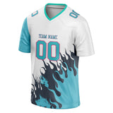 Custom Unisex White & Light Blue Pattern Football Jersey