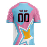 Custom Unisex Pink & Light Blue Pattern Football Jersey