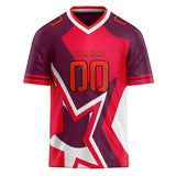 Custom Unisex Crimson & Red Pattern Football Jersey