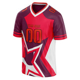 Custom Unisex Crimson & Red Pattern Football Jersey