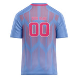 Custom Unisex Light Blue & Pink Pattern Football Jersey