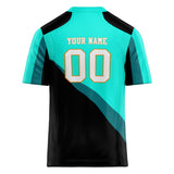 Custom Unisex Black & Teal Pattern Football Jersey