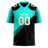 Custom Unisex Black & Teal Pattern Football Jersey