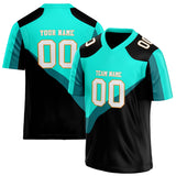 Custom Unisex Black & Teal Pattern Football Jersey