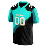 Custom Unisex Black & Teal Pattern Football Jersey