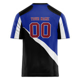 Custom Unisex Black & Royal Pattern Football Jersey