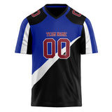 Custom Unisex Black & Royal Pattern Football Jersey