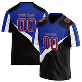 Custom Unisex Black & Royal Pattern Football Jersey