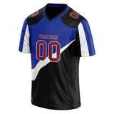 Custom Unisex Black & Royal Pattern Football Jersey