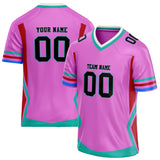 Custom Unisex Pink & Teal Pattern Football Jersey