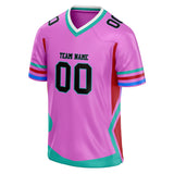 Custom Unisex Pink & Teal Pattern Football Jersey