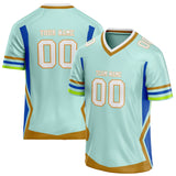 Custom Unisex Mint Green & White Pattern Football Jersey