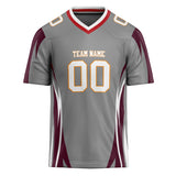 Custom Unisex Gray & Brown Pattern Football Jersey