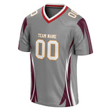 Custom Unisex Gray & Brown Pattern Football Jersey