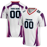 Custom Unisex White & Purple Pattern Football Jersey