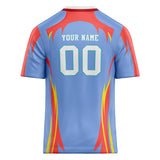 Custom Unisex Light Blue & Red Pattern Football Jersey