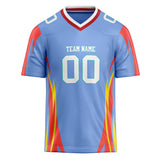 Custom Unisex Light Blue & Red Pattern Football Jersey