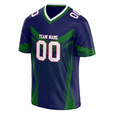 Custom Unisex Navy & Kelly Green Pattern Football Jersey