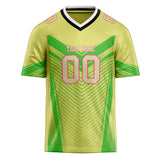 Custom Unisex Light Yellow & Green Pattern Football Jersey