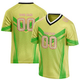 Custom Unisex Light Yellow & Green Pattern Football Jersey