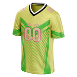 Custom Unisex Light Yellow & Green Pattern Football Jersey