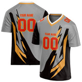 Custom Unisex Gray & Black Pattern Football Jersey