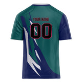 Custom Unisex Green & Navy Pattern Football Jersey