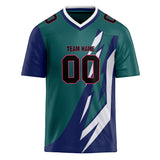 Custom Unisex Green & Navy Pattern Football Jersey