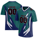 Custom Unisex Green & Navy Pattern Football Jersey