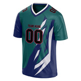 Custom Unisex Green & Navy Pattern Football Jersey