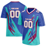 Custom Unisex Blue & Teal Pattern Football Jersey