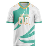 Custom Unisex White & Teal Pattern Football Jersey