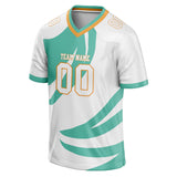 Custom Unisex White & Teal Pattern Football Jersey