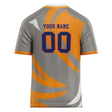 Custom Unisex Gray & Orange Pattern Football Jersey