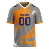 Custom Unisex Gray & Orange Pattern Football Jersey