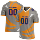 Custom Unisex Gray & Orange Pattern Football Jersey