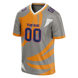 Custom Unisex Gray & Orange Pattern Football Jersey