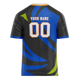 Custom Unisex Black & Blue Pattern Football Jersey