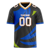 Custom Unisex Black & Blue Pattern Football Jersey