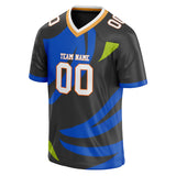 Custom Unisex Black & Blue Pattern Football Jersey