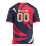 Custom Unisex Navy & Red Pattern Football Jersey