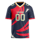 Custom Unisex Navy & Red Pattern Football Jersey