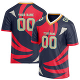 Custom Unisex Navy & Red Pattern Football Jersey