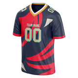 Custom Unisex Navy & Red Pattern Football Jersey