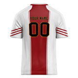 Custom Unisex White & Crimson Pattern Football Jersey