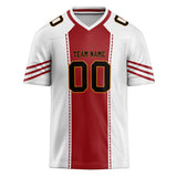 Custom Unisex White & Crimson Pattern Football Jersey