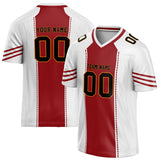 Custom Unisex White & Crimson Pattern Football Jersey