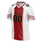 Custom Unisex White & Crimson Pattern Football Jersey