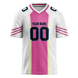 Custom Unisex White & Pink Pattern Football Jersey