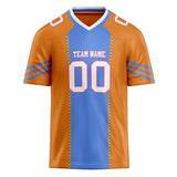 Custom Unisex Orange & Blue Pattern Football Jersey